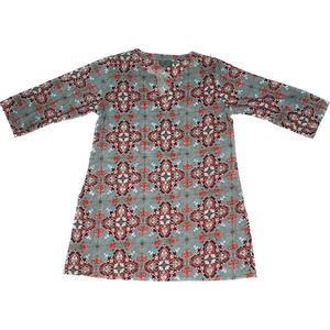 Amtica Santain by Giacomo Cinque women's tunic dress blue red floral designs  L